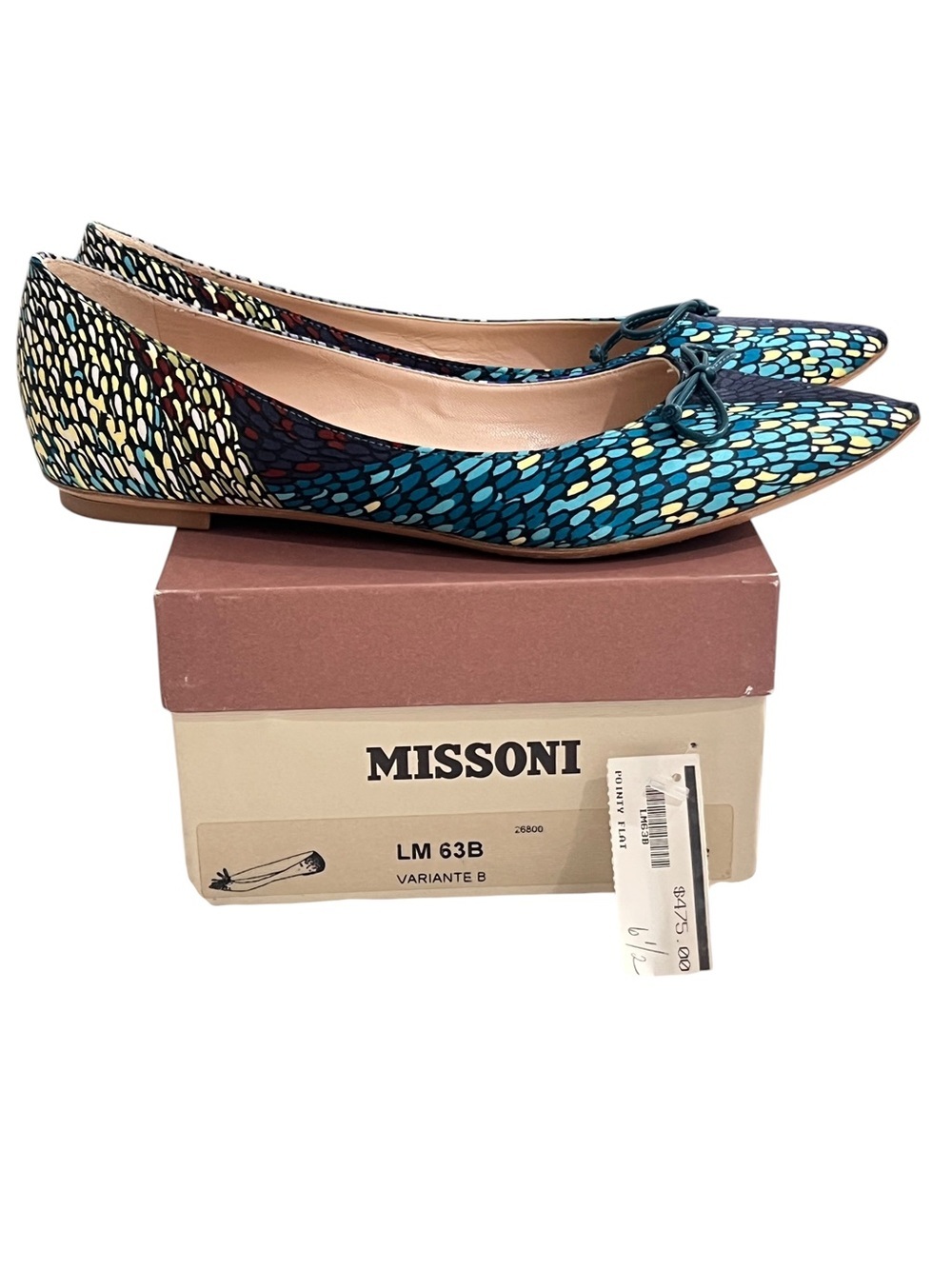 Missoni Pointed Toe Ballet Flats – Multicolor Print